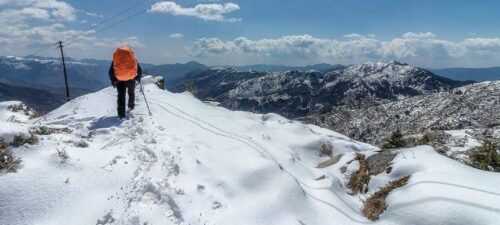 Thick cover of snow mountain